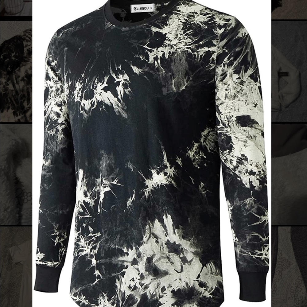 Mens black and white tie die T-shirt Sz Small